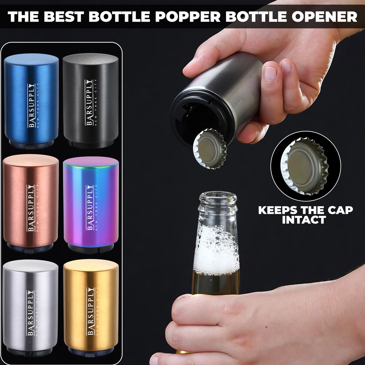 Jokari Magnetic Automatic One Handed Push Down Bottle Top Pop Opener for  Beer or Soda