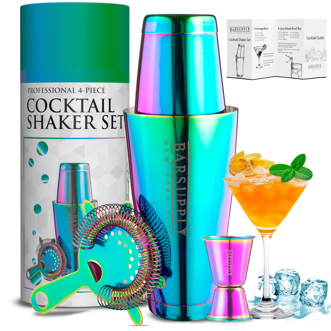 Professional 4-Piece Boston Cocktail Shaker Set